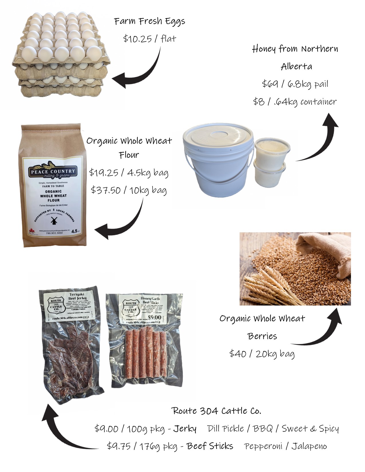 farm fresh eggs, northern honey, organic wholewheat flour and berries,